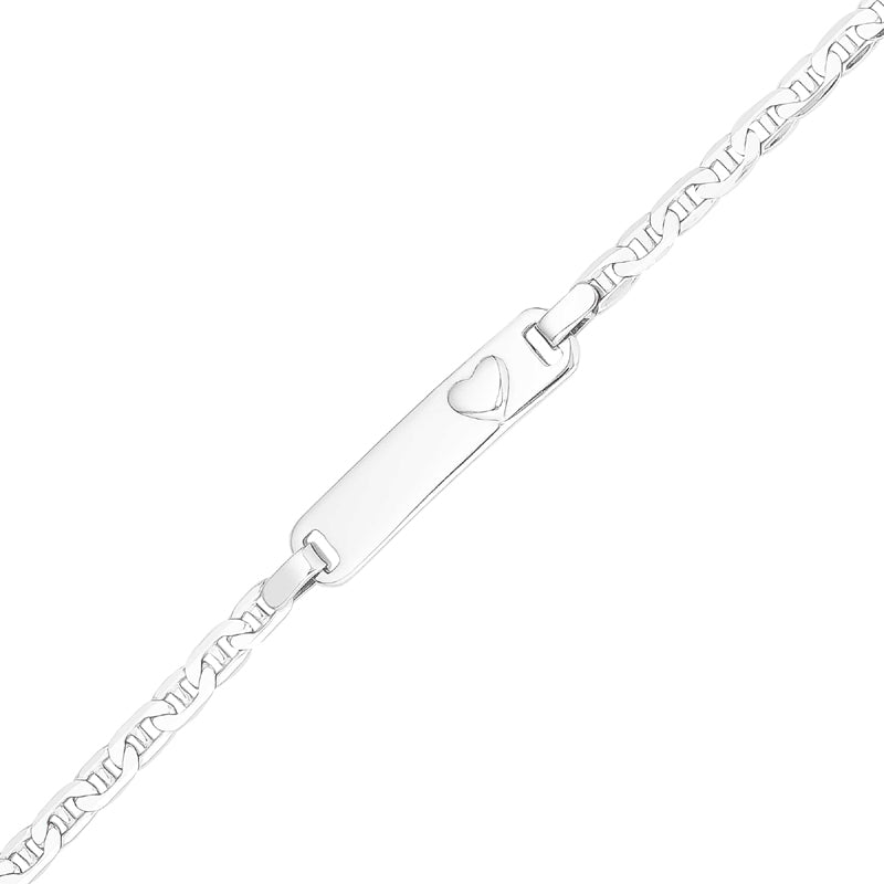 Sterling Silver 15cm Baby ID Bracelet with anchor link and heart