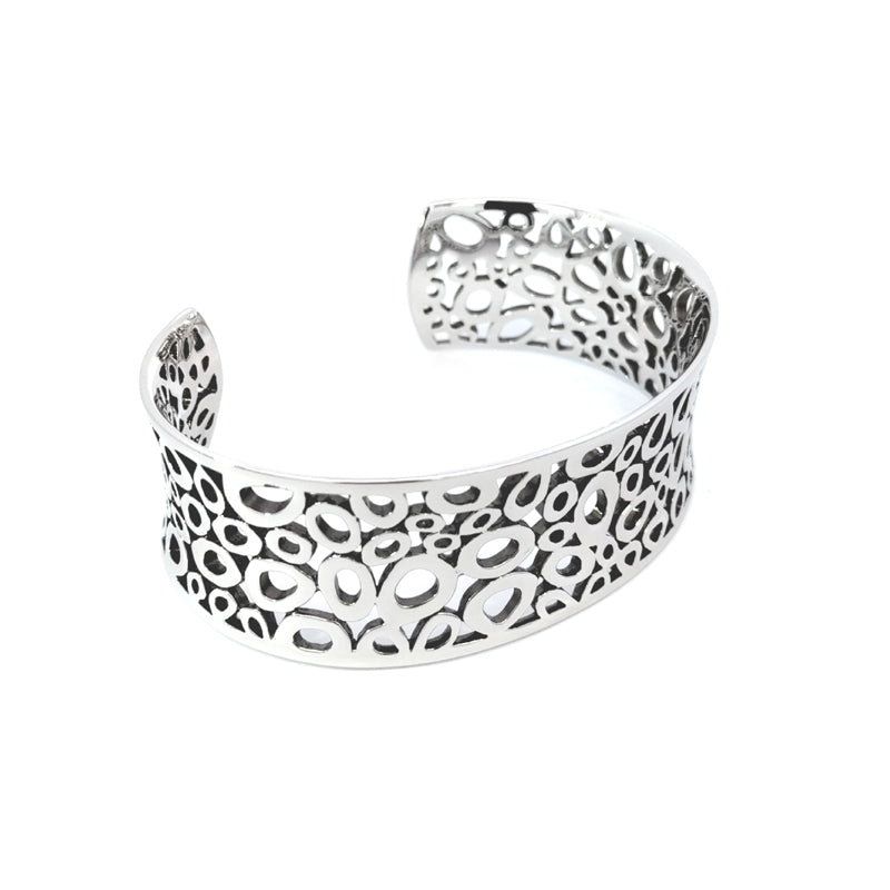 Bracciale largo concavo in argento sterling