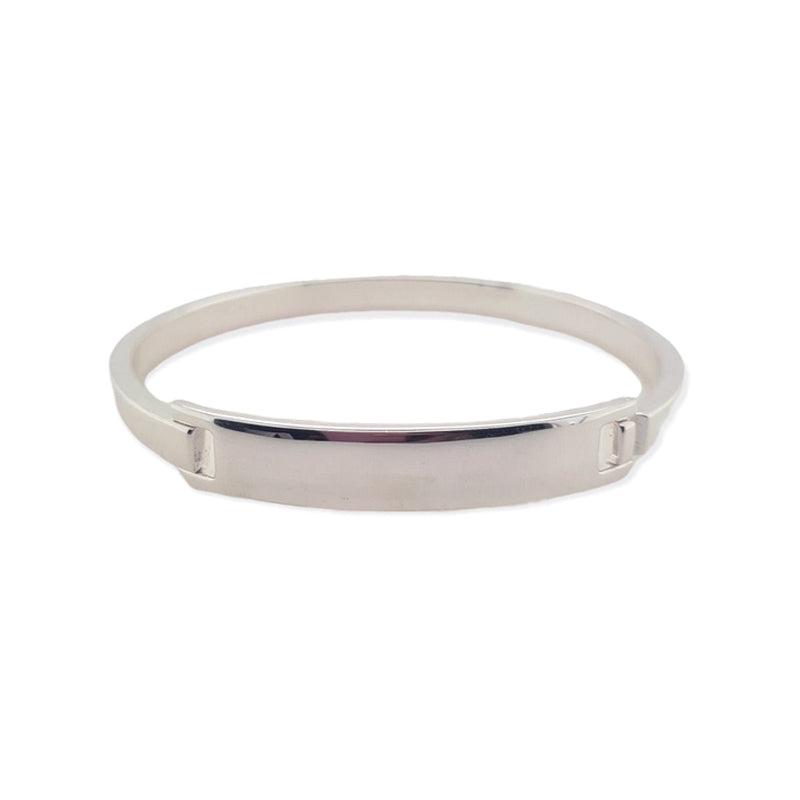 Sterling Silver 60mm Hinged ID Bangle