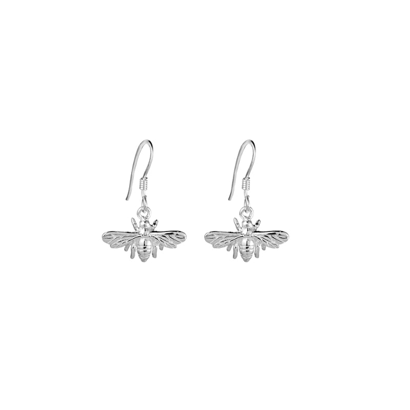 Sterling Silver Bee, Hook Earrings