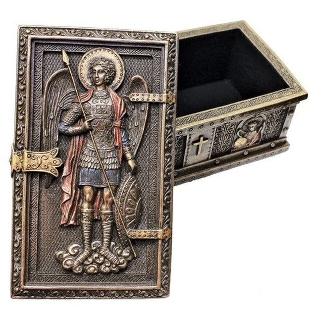 Archangel Michael Box, hand-painted resin