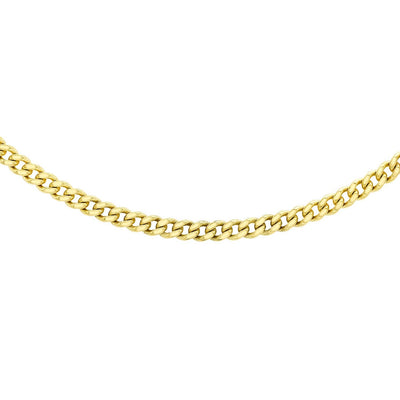 Chaîne gourmette en or jaune 9 carats avec 25 diamants taillés 60 cm