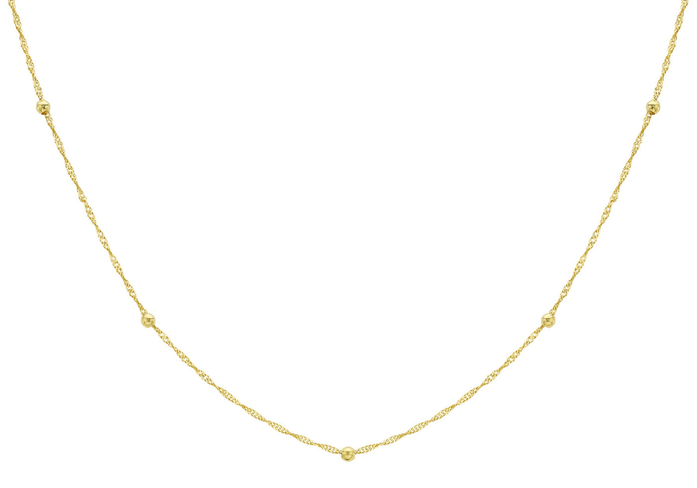 9K Yellow Gold Solid Ball Twist Necklace 45cm