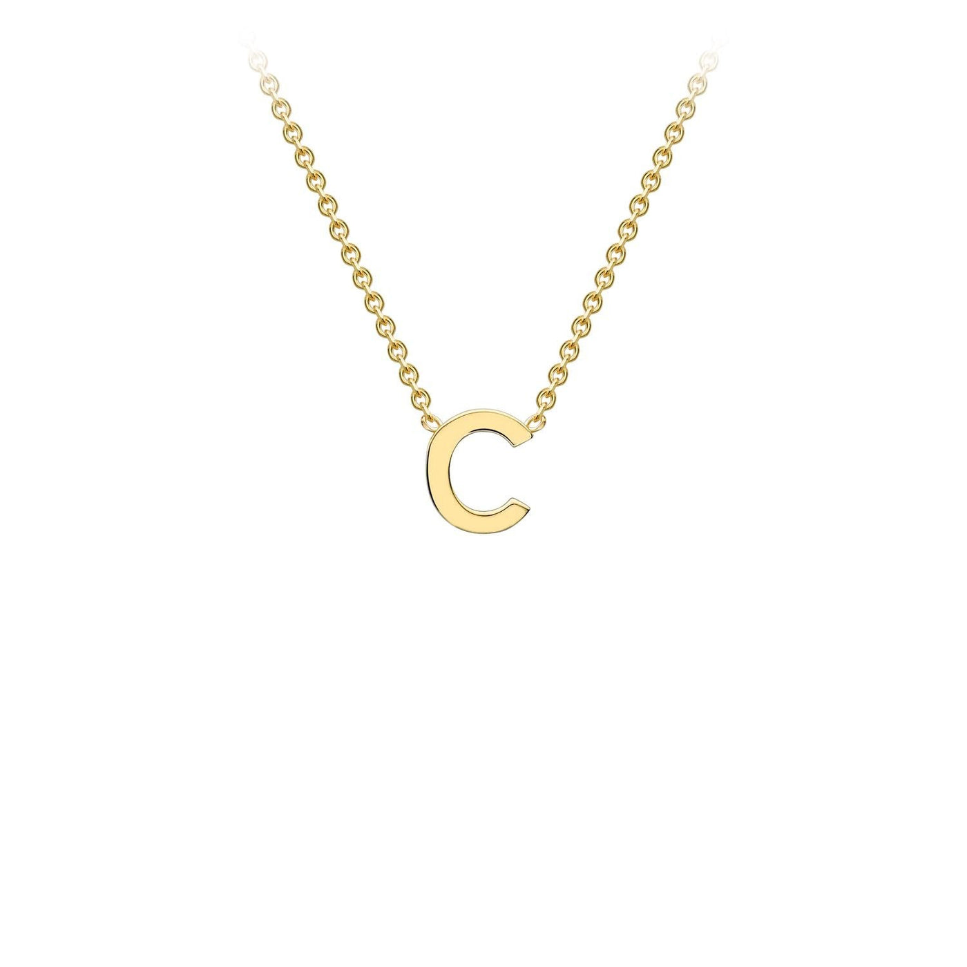 Collana regolabile con lettera iniziale "C" in oro giallo 9K, 38/43 cm