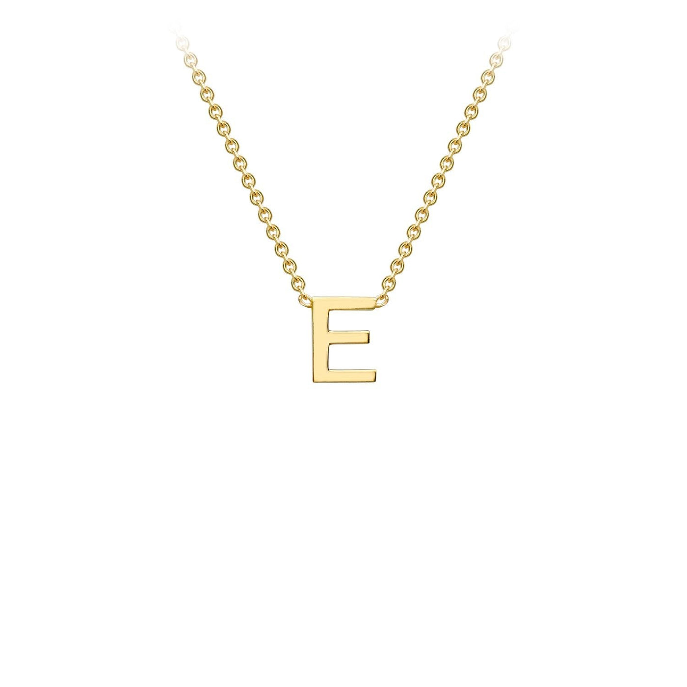 9K Yellow Gold 'E' Initial Adjustable Letter Necklace 38/43cm