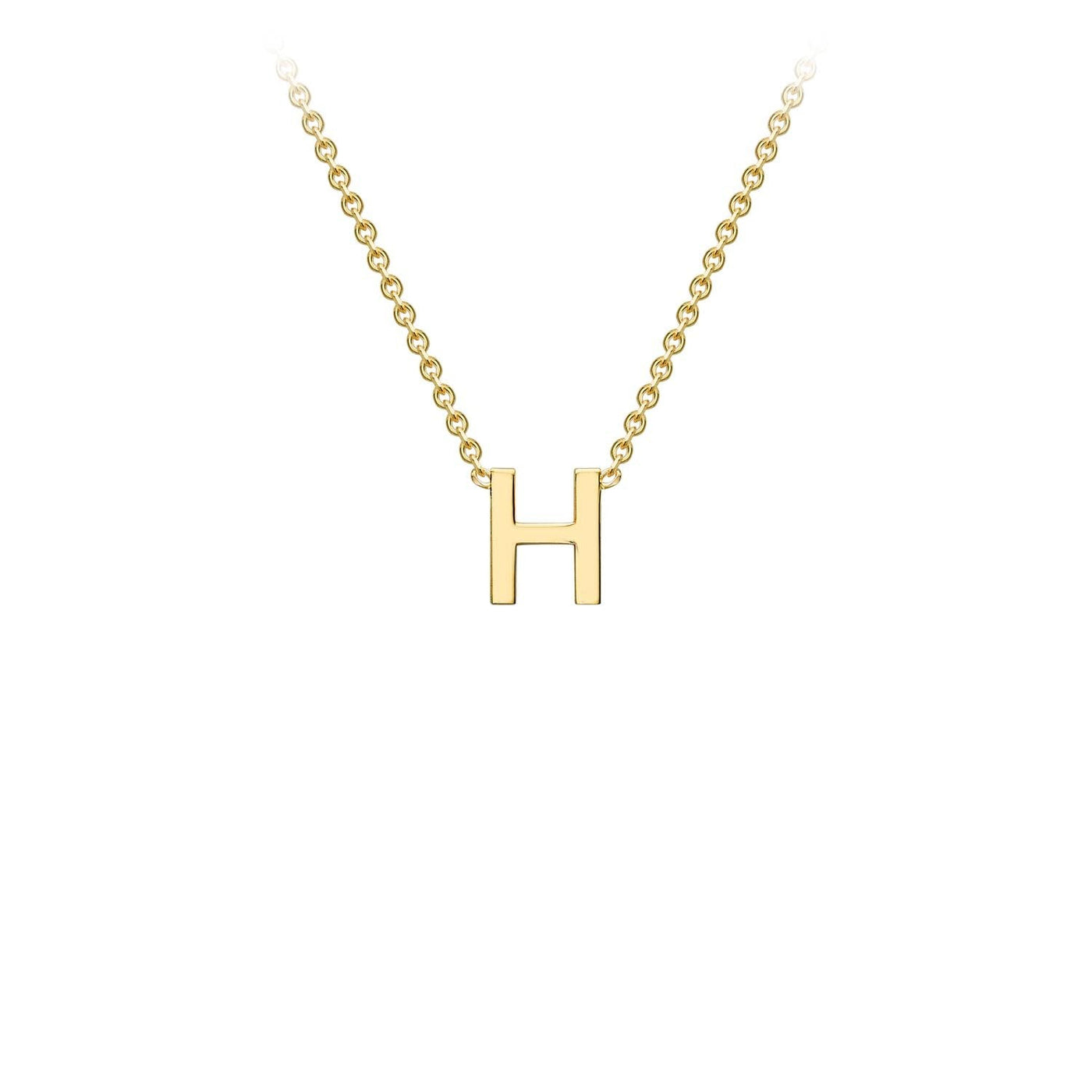 Collier ajustable en or jaune 9 carats avec initiale « H » 38/43 cm