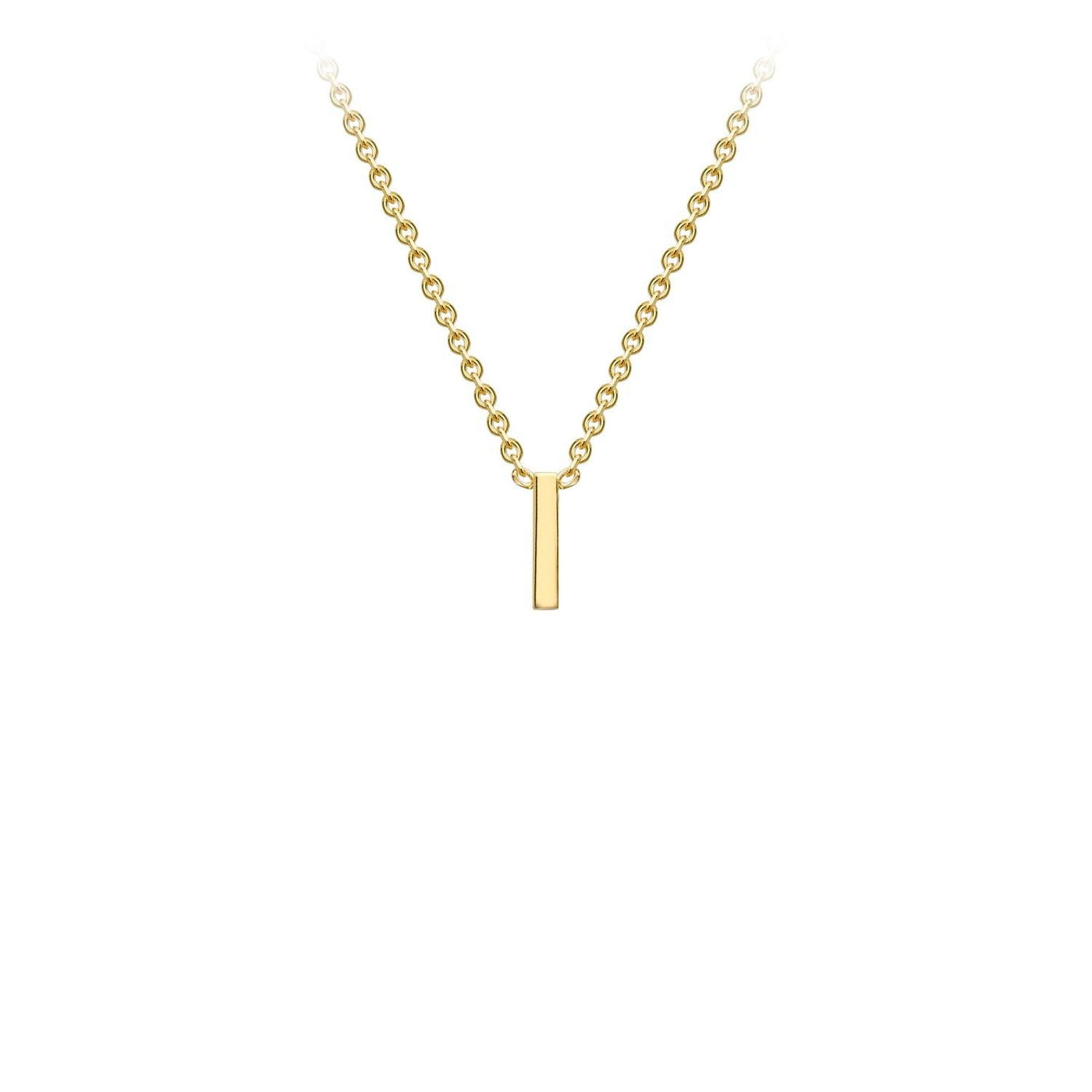 9K Yellow Gold 'I' Initial Adjustable Letter Necklace 38/43cm