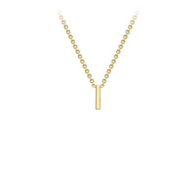 9K Yellow Gold 'I' Initial Adjustable Letter Necklace 38/43cm