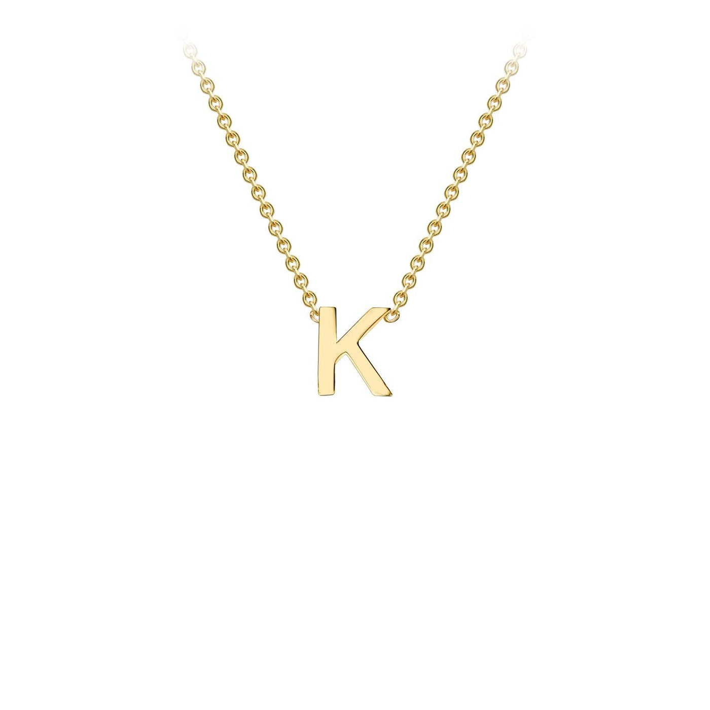 9K Yellow Gold 'K' Initial Adjustable Letter Necklace 38/43cm