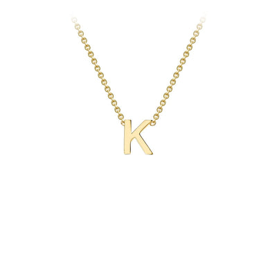 9K Yellow Gold 'K' Initial Adjustable Letter Necklace 38/43cm