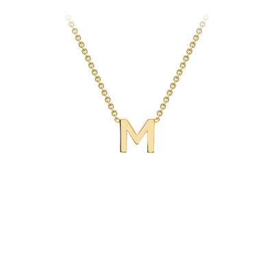 9K Yellow Gold 'M' Initial Adjustable Letter Necklace 38/43cm