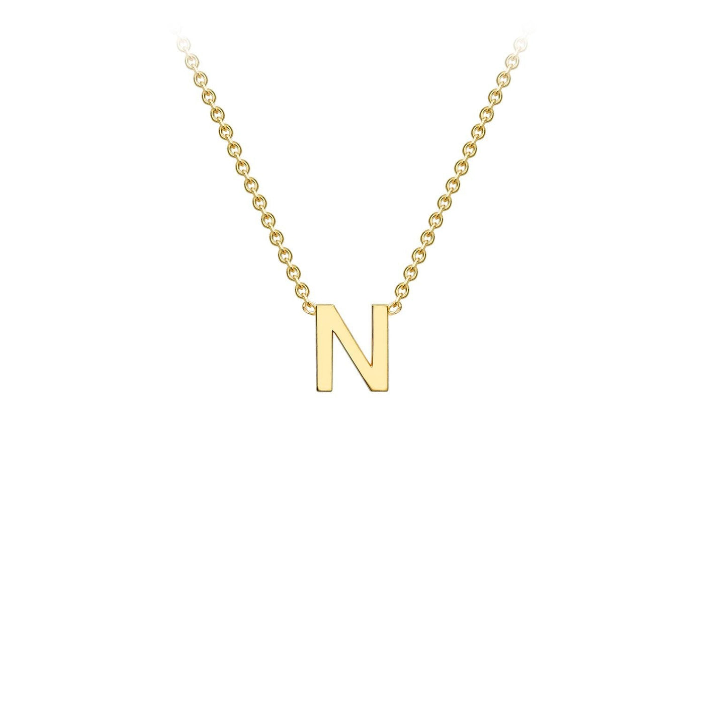 Collier ajustable en or jaune 9 carats avec initiale « N » 38/43 cm