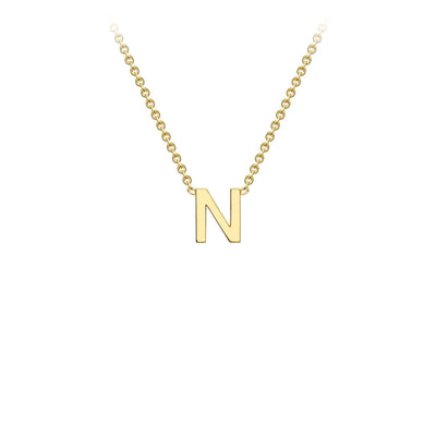 Collier ajustable en or jaune 9 carats avec initiale « N » 38/43 cm