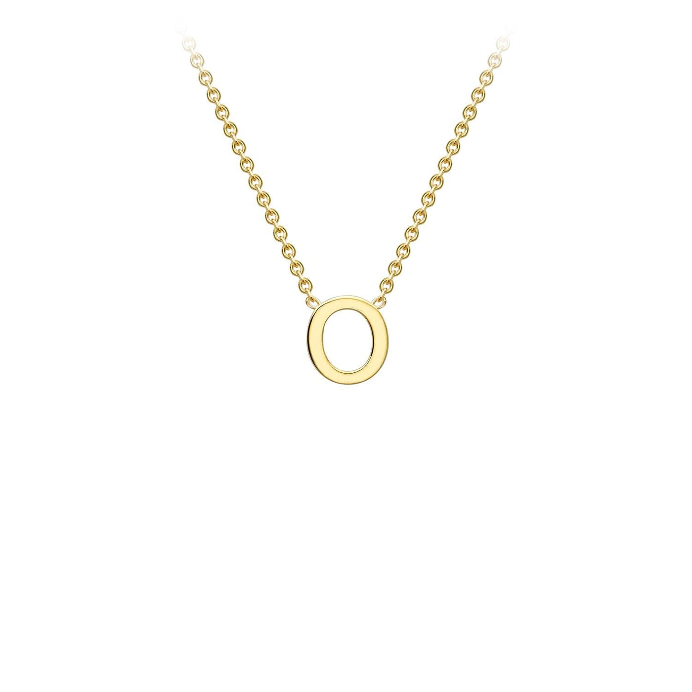 9K Yellow Gold 'O' Initial Adjustable Letter Necklace 38/43cm