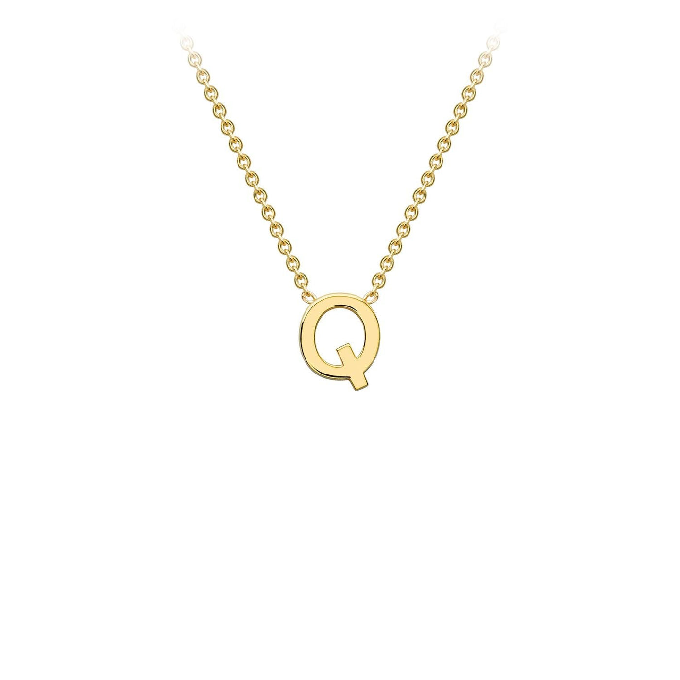 9K Yellow Gold 'Q' Initial Adjustable Letter Necklace 38/43cm