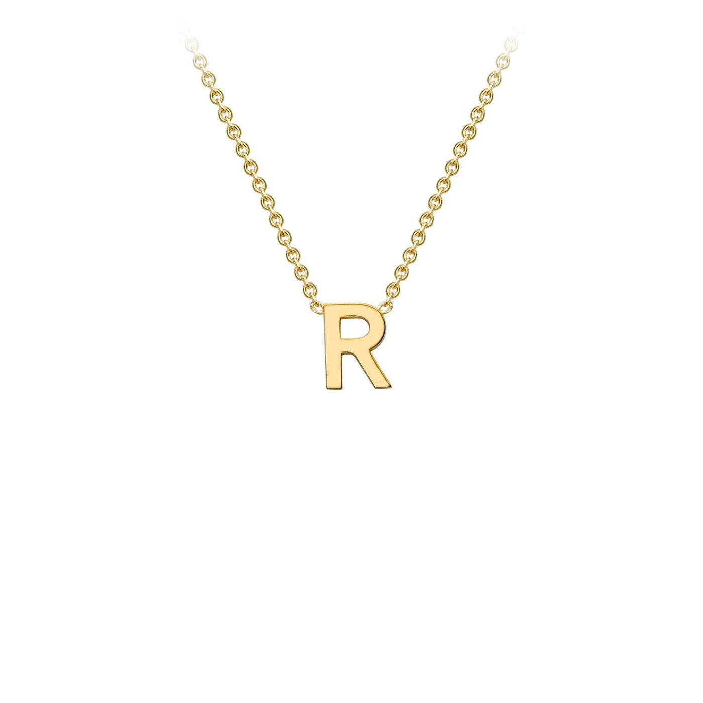 9K Yellow Gold 'R' Initial Adjustable Letter Necklace 38/43cm