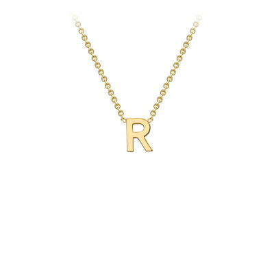 9K Yellow Gold 'R' Initial Adjustable Letter Necklace 38/43cm