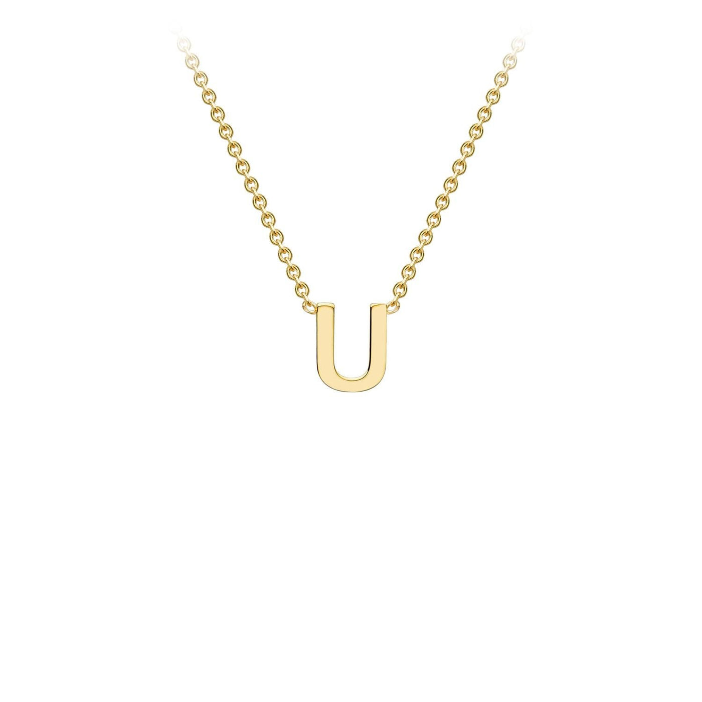 Collana regolabile con iniziale "U" in oro giallo 9K, 38/43 cm