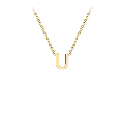 Collana regolabile con iniziale "U" in oro giallo 9K, 38/43 cm