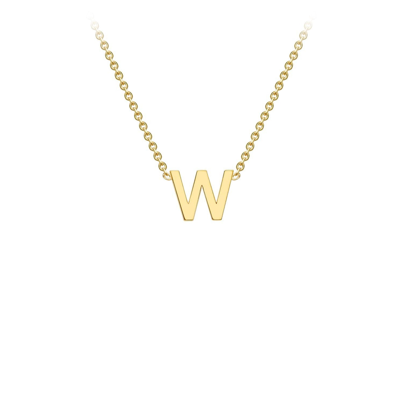 Collana regolabile con iniziale "W" in oro giallo 9K, 38/43 cm