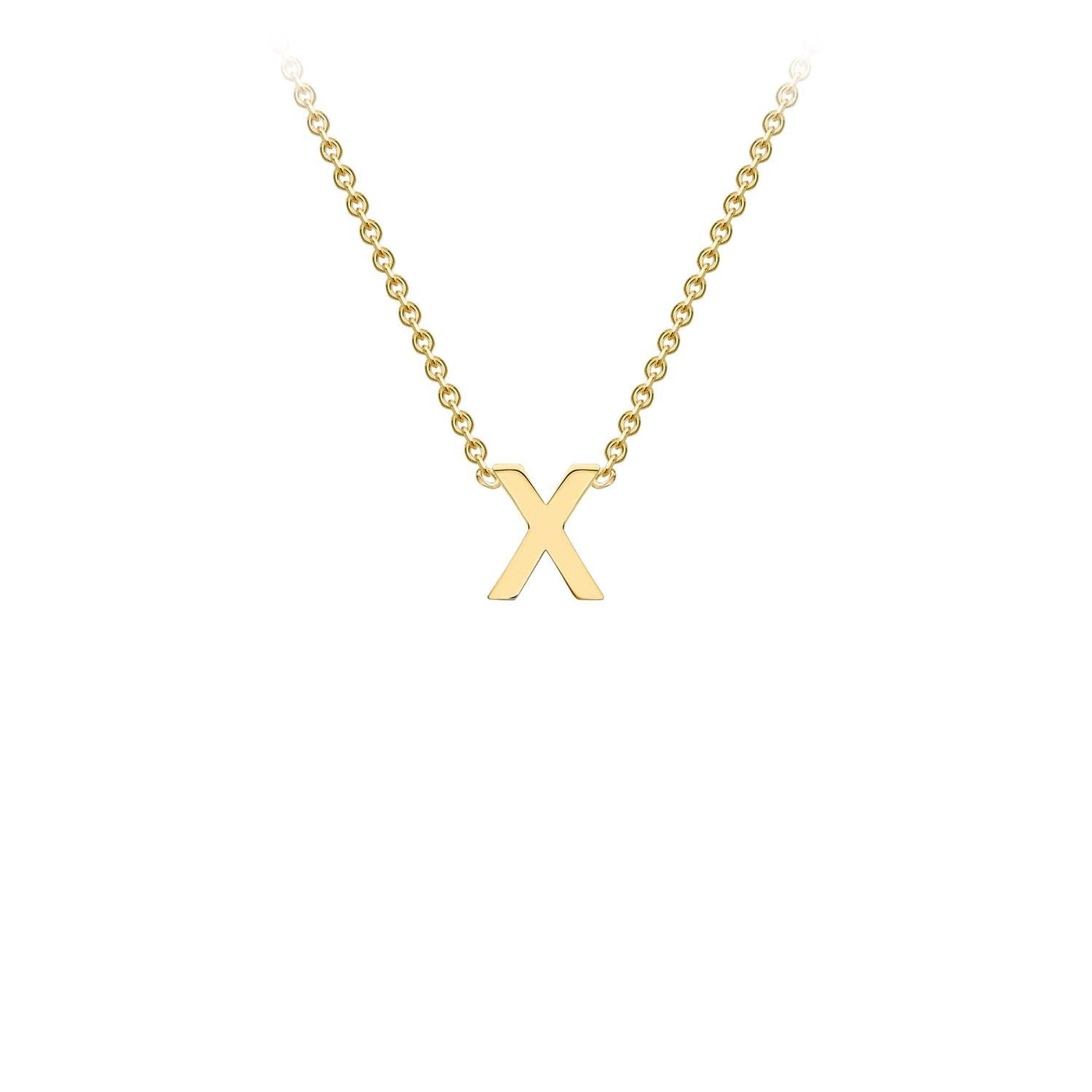 Collana regolabile con iniziale "X" in oro giallo 9K, 38/43 cm