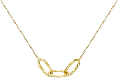 Collana ovale taglio diamante in oro giallo 9K 43-46 cm 