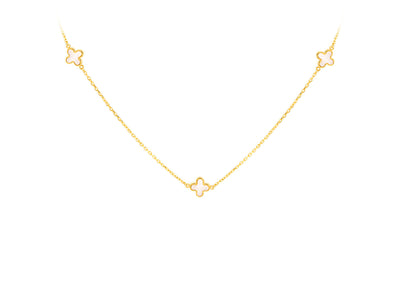 9K Yellow Gold 3 Mother-of-Pearl Petal Necklace 40-42.5 cm