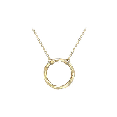 Collana regolabile con anello taglio diamante in oro giallo 9K da 17,8 mm, 43 cm-46 cm