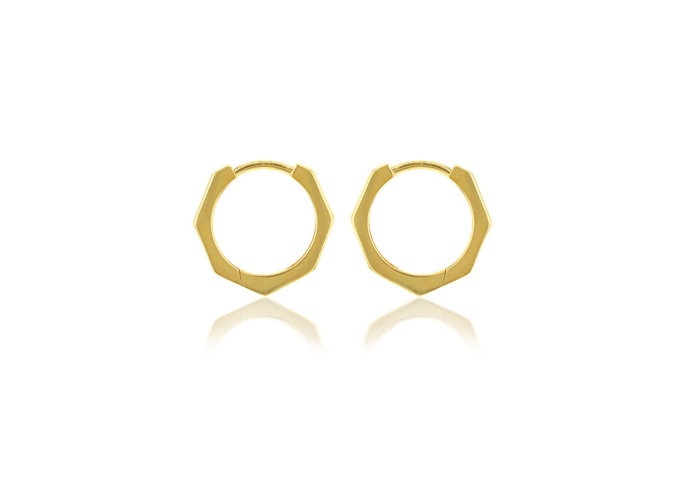 9K Yellow Gold Hexagon Huggies