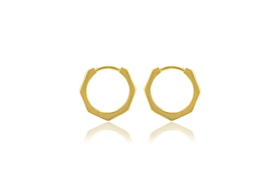 9K Yellow Gold Hexagon Huggies