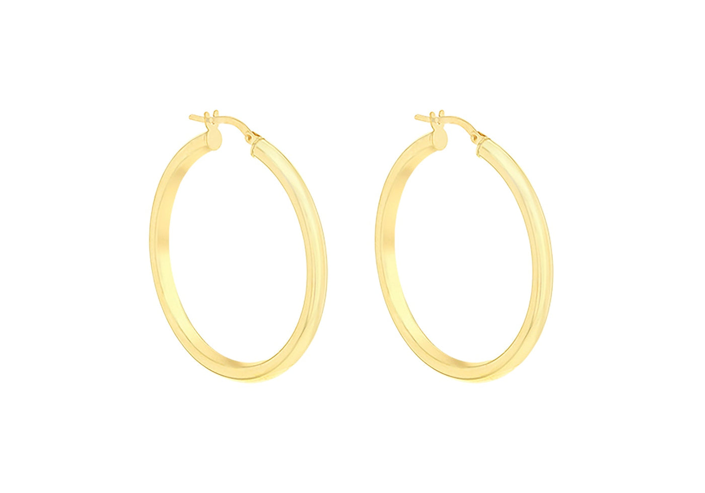 Boucles d'oreilles créoles rondes en or jaune 9 carats de 3 mm 35 mm