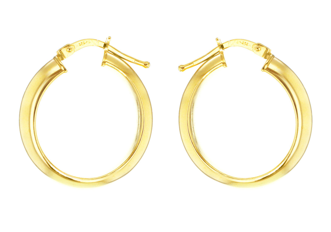 9K Yellow Gold Creole Hoops 15 mm