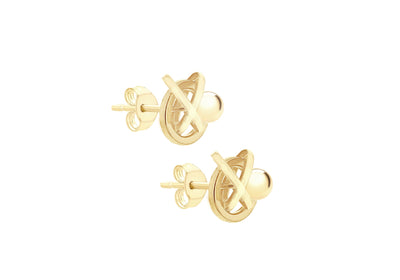 9K Yellow Gold 5mm Knot Ball Stud Earrings