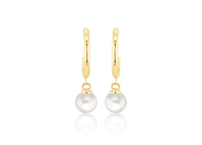 Boucles d'oreilles pendantes en or jaune 9 carats avec perles d'eau douce