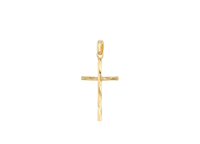 9K Yellow Gold Diamond Cut Cross Pendant