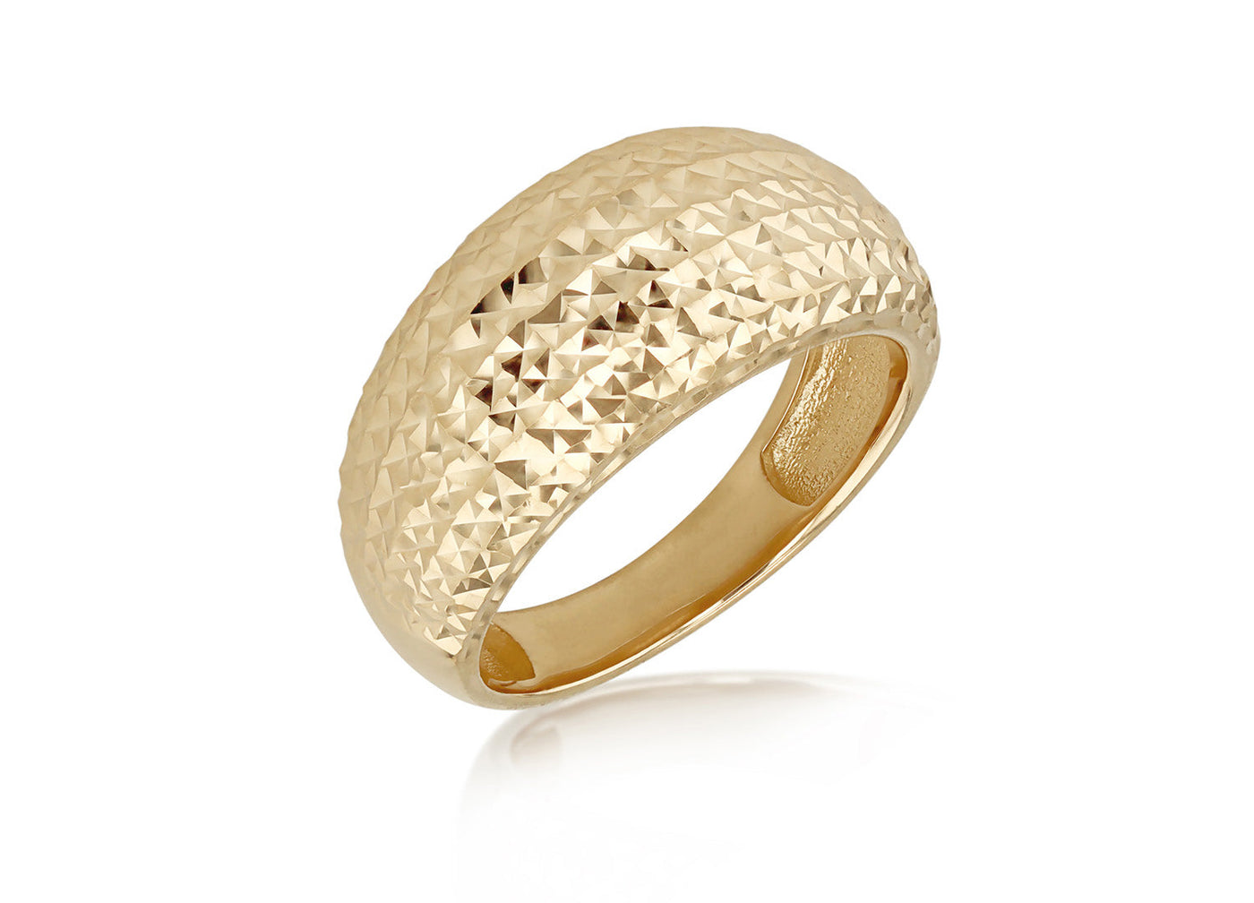 9K Yellow Gold Diamond Cut Dome Ring