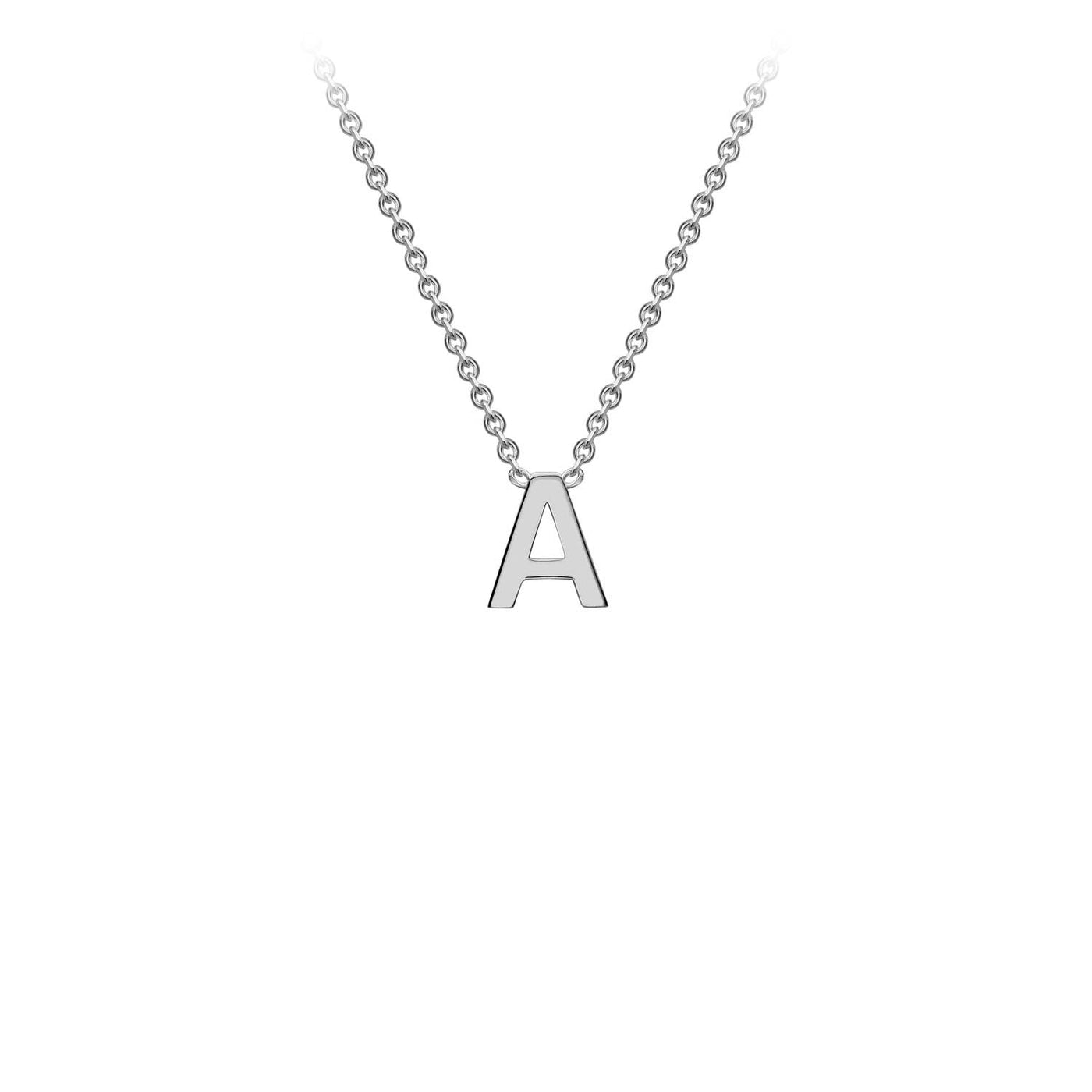 9K White Gold 'A' Initial Adjustable Letter Necklace 38/43cm