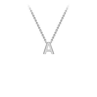 9K White Gold 'A' Initial Adjustable Letter Necklace 38/43cm