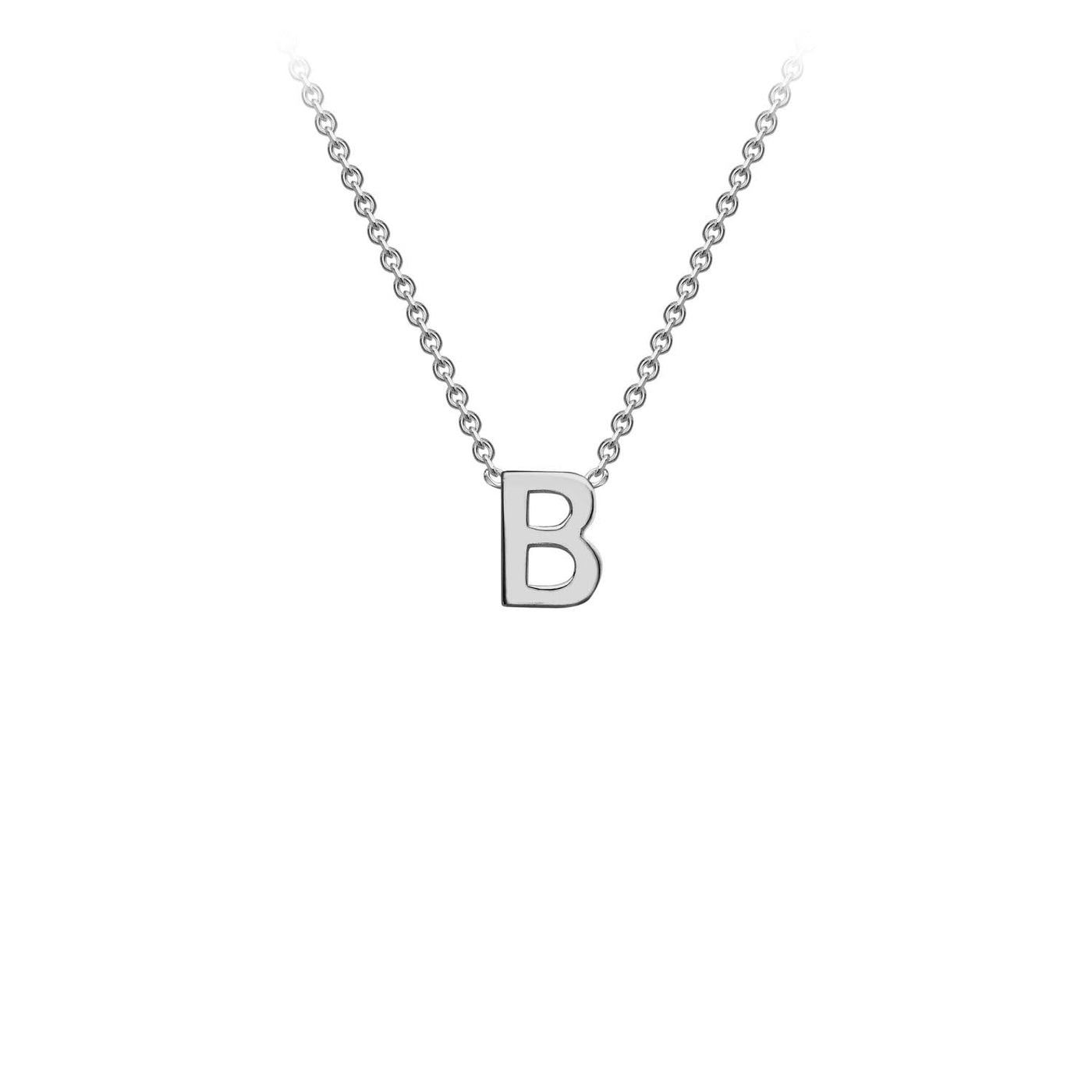 9K White Gold 'B' Initial Adjustable Letter Necklace 38/43cm