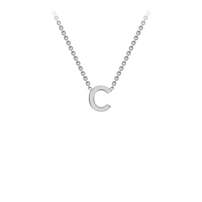 Collana regolabile con iniziale "C" in oro bianco 9K, 38/43 cm