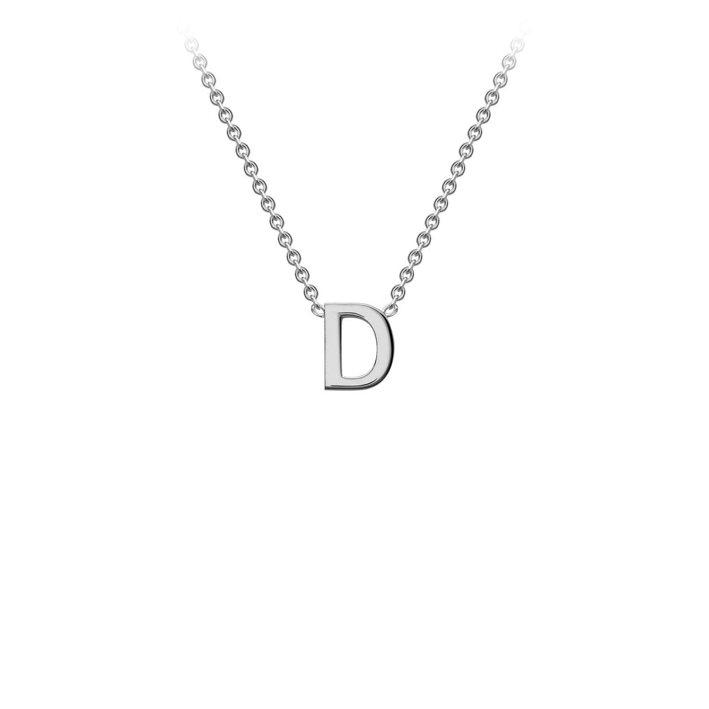 Collana regolabile con lettera iniziale "D" in oro bianco 9K, 38/43 cm