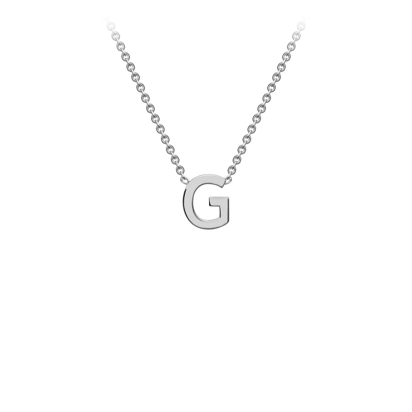 Collana regolabile con iniziale "G" in oro bianco 9K, 38/43 cm