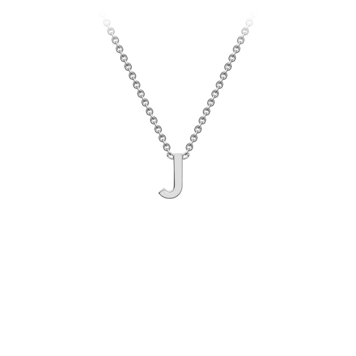 Collana regolabile con lettera iniziale "J" in oro bianco 9K, 38/43 cm