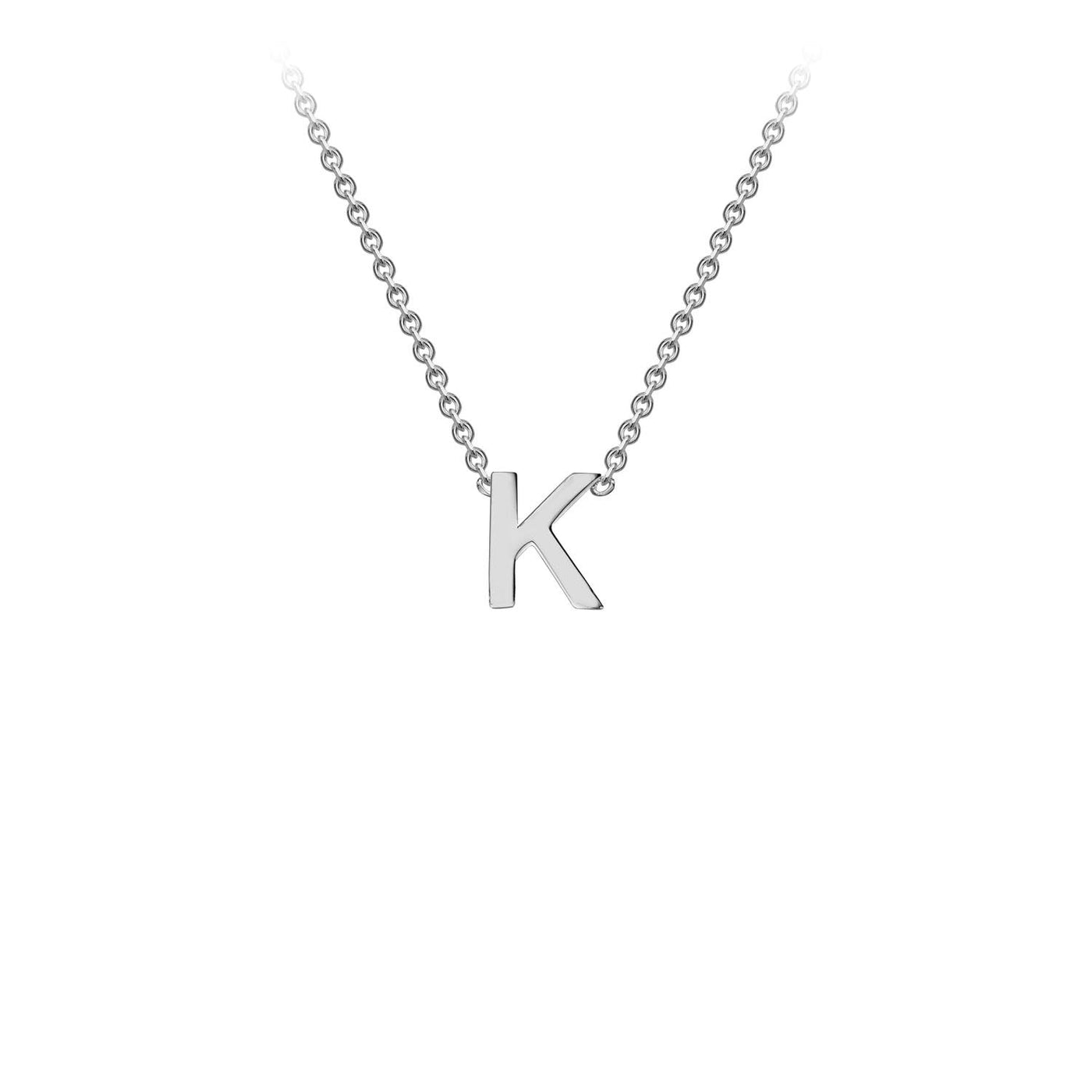 Collier ajustable en or blanc 9 carats avec initiale « K » 38/43 cm