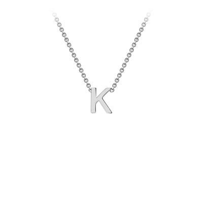 Collier ajustable en or blanc 9 carats avec initiale « K » 38/43 cm