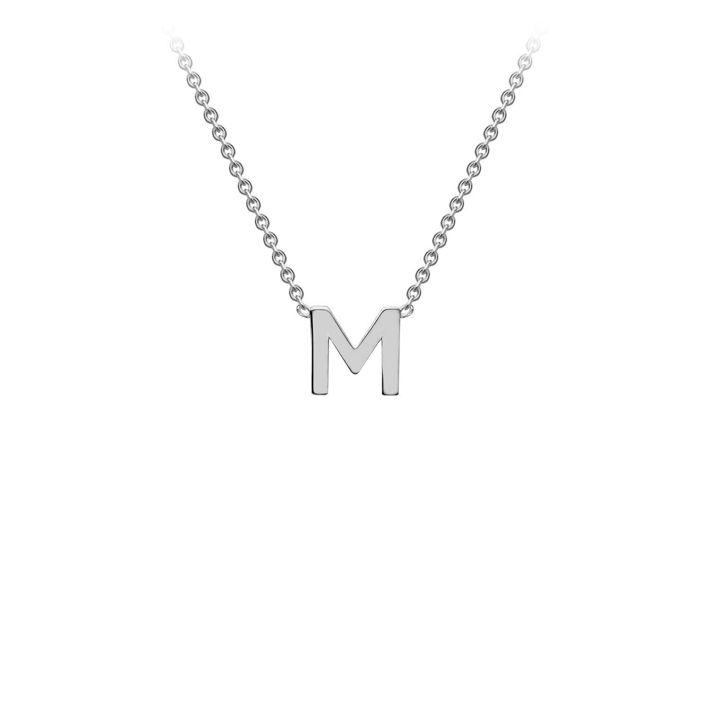 Collana regolabile con lettera iniziale "M" in oro bianco 9K, 38/43 cm