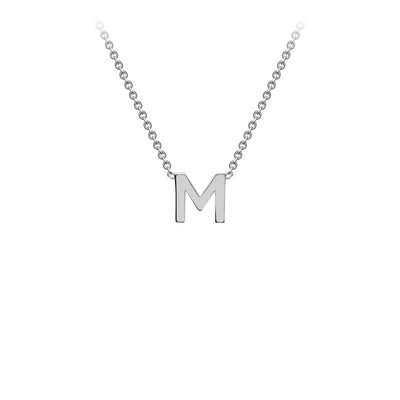 Collana regolabile con lettera iniziale "M" in oro bianco 9K, 38/43 cm