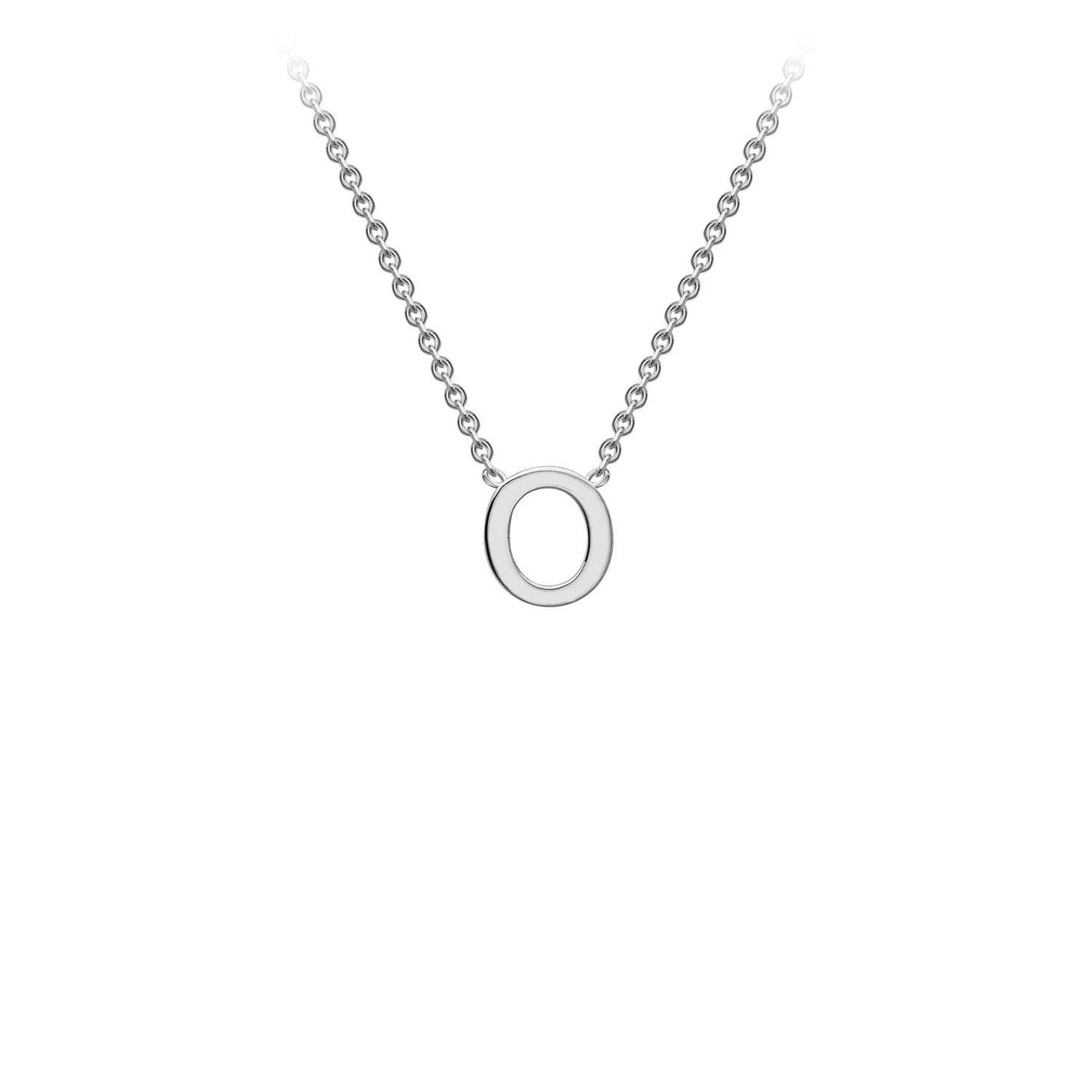 Collier ajustable en or blanc 9 carats avec initiale « O » 38/43 cm