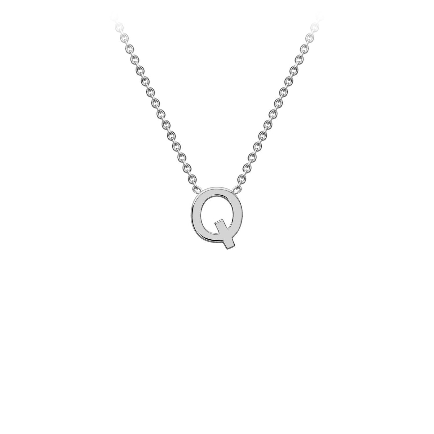 Collana regolabile con lettera iniziale "Q" in oro bianco 9K, 38/43 cm