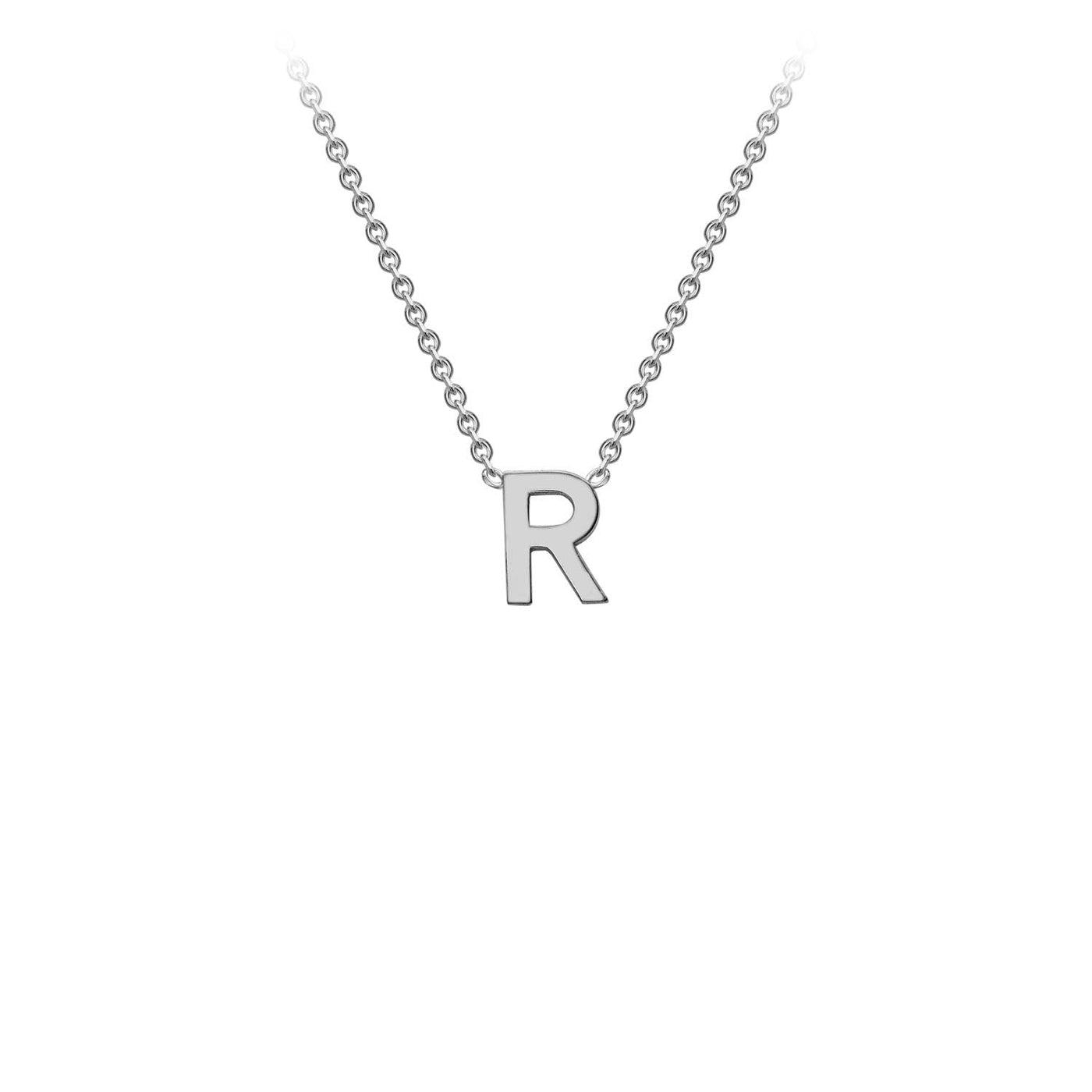 9K White Gold 'R' Initial Adjustable Letter Necklace 38/43cm